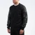 Import Custom Men Black Premium Cotton Sweater with Lambskin leather sleeves from China