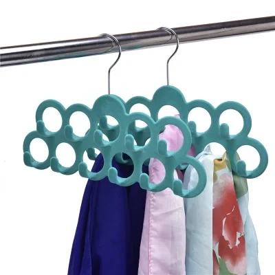 Custom Multifunctional Velvet Clothes Hanger for Scarf Tie with Holes for Saving Space