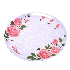 Custom print 13inch OEM party favors flower inspired plates melamine dishes wholesale cheap plastic dinner plates for wedding