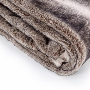 custom print blanket logo Decorative faux fur throw for sofa/bed