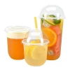 Custom Printing Take Away 12oz / 16oz Plastic Disposable Clear Plastic U Shape Bubble Tea Cup With Lids