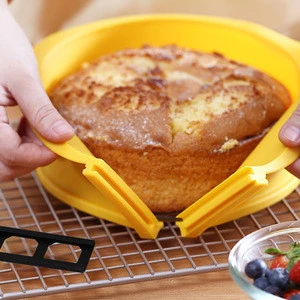 Custom round Baking Cake Mold Non stick kitchenaid Silicone Bread Baking Pan Baking Tray bakeware with tempered glass base