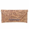 Custom Women Vegan Handbag Cork Wallet Purse Chain Unique Laser Cut Cork Envelope Clutch Evening Bags