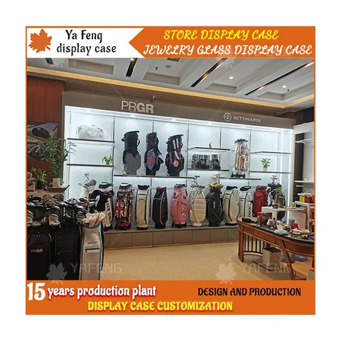 Customizable Furniture Golf Display Wall Mount Hockey Stick Brand Golf Club Wall Display Case Bag Cue Display Case