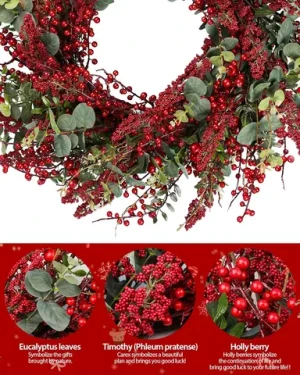 Customized Winter Artificial Berry Wreath Christmas Tree Wreath