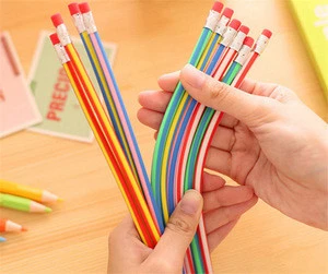 Cute Stationery Colorful Magic Bendy Flexible Soft Pencil with Eraser Student School Office Use