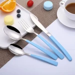 Cutlery and spoon set blue gift spray paint handle high quality stainless steel tableware