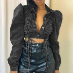d95645 fashionable casual short denim jackets  crop single breasted coats solid woman summer clothes