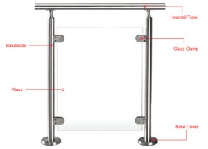 DD002 Stainless steel balustrade balcony post glass railing system round post for indoor/outdoor