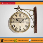 Decorative Brass Finish Double Side Station Metal Wall Clock