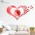 Import Decorative Jordan Arabic Europe 3D Acrylic Heart Sticker Bedroom Quartz Movement Wall Clock from China