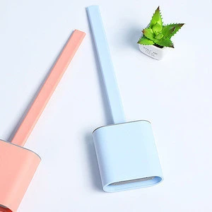 Deep-clean Holder Set Cleaner Wall Mounted Tpr Silicone Head Toilet Bowl Bendable Silicone Toilet Brush And Holder For Bathroom