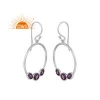 Designer Natural Amethyst Gemstone Round Earring Supplier 925 Fine Silver Women&#039;s Earring Jewelry