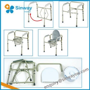 Detachable Steel Folding Standard Commode Chair for Elderly