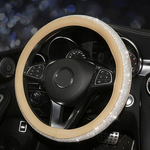 Diamond car steering wheel cover PU leather non-slip