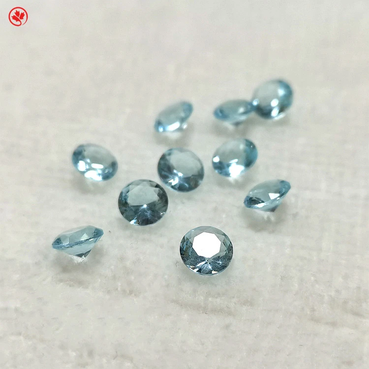 Diamond Cut Round Shape Aaa Blue Aquamarine 5mm-12mm Stone Glass Gemstone