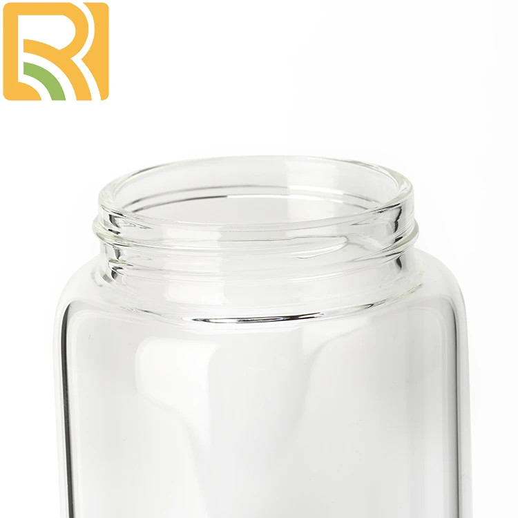 Different sizes glass drink bottle with aluminum lid glass storage jar
