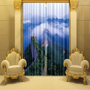 Digital print 3D curtain with attached valance