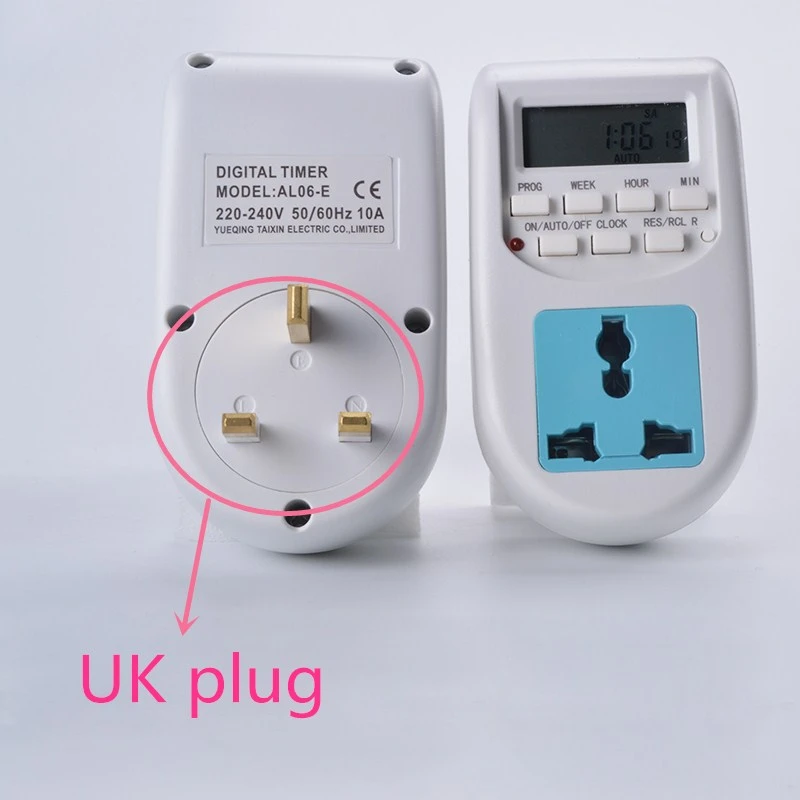 Digital Time Switch Timer With UK Socket Weekly Programmable Electronic Digital Timer Switch LCD Display 220V 50Hz 10A