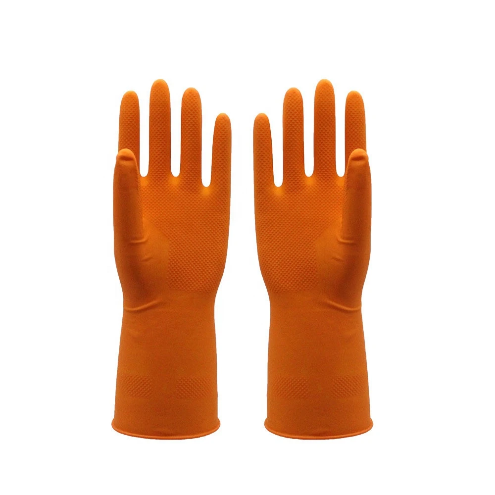 Dipped Flock Lined Custom extra long household latex gloves raw material heavy duty rubber glove