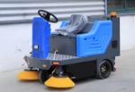 DK-G80 Ride on Cleaning Machine Dual Brush Floor Scrubber Sweeper Machine with CE Red USA Metal Key Motor Power Building Battery