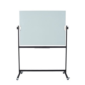 Double sides glass whiteboard with holder stand reversible and movable glass whiteboard magnetic board