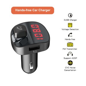 Dual USB Charging Smart Bluetooth FM Transmitter MP3 Music Player Car Kit, Support Hands-Free Call  TF Card  U Disk Hands-free
