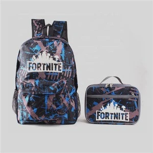 Durable 600D Polyester Insulated School Lunch Bag 2 Sets Galaxy Night Visible Fortnite Game Logo Custom Luminous Backpack
