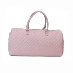 EB0203 Travel+Bags Women's Quilted Leather Weekender Travel Duffel Bags Pink