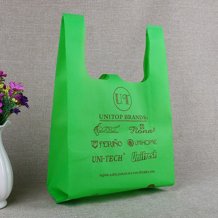 Eco friendly custom walmart promotional non-woven reusable customized print non woven t shirt shopping bag with logos