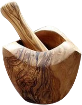 Eco-friendly Natural Olive Wood (HandMade) Mortar &amp; Pestle Sinusoidal Smooth Style 10cm