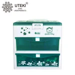 Eco-Friendly two drawers with 3 layers plastic storage drawers