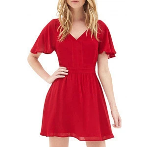 Ecoach wholesale Womens Fashion Solid real pictures of cocktail dress Short Sleeve Backless latest cocktail dress designs