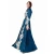 Import Elegant Blue Satin With White Appliqued Flower And Blue Beaded Arab Abaya Kaftan With Beaded Belt Long Open Big Sleeves Dress from China
