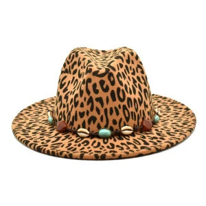 European and American leopard woolen hat women&#39;s fashion retro jazz hat