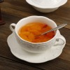 European Creative Binaural Embossed Butterfly Steamed Egg Bowl Soup Cup Ceramic Soup Bowl with Tray Set