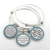 Expandable Wire Bracelet With Zinc Alloy inspirational Charms