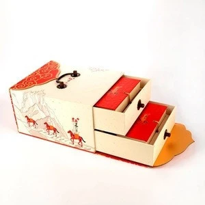 Exquisite and luxury cardboard paper mooncake gift boxes with drawer