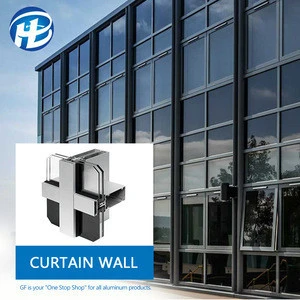 exterior architecture reflection glass wall panels aluminum Profile facade double glazing Glass Curtain Wall System