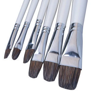 Factory 12 pcs /Set High Gloss White  Handle Paint Brush Set For Oil/Gouache/Acrylic Paint