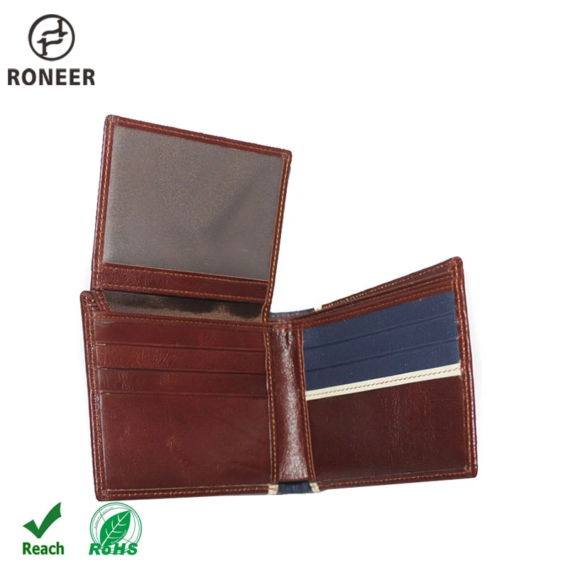 Factory custom waterproof slim business Mens genuine leather rfid wallet