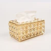 Factory Hot Selling Metal Table Decorations tissue holder European Crystal Tissue box for Restaurant