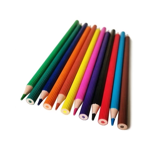 Factory School Children Painting Round 7" Plastic Color Pencil Set 12