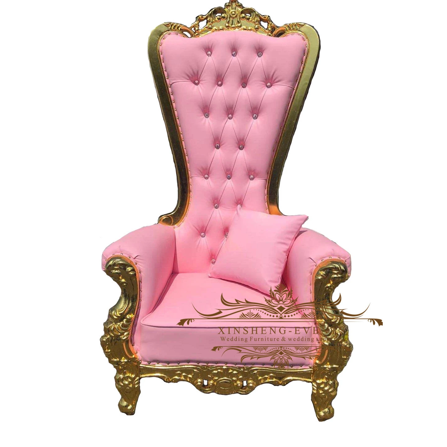 Factory supply Modern High Back Golden Wedding Bride And Groom Queen King Throne Chair