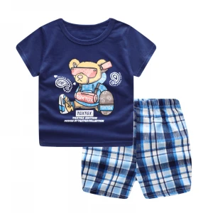 Factory Wholesale Boy Cloth Set 100% Cotton Baby Kids Pajamas Baby Home Base Pajamas Set