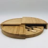 Fan Shape Wooden Bamboo Cheese Board with Cutlery Set Food Meat Charcuterie Serving Platter Including 3 Stainless Steel Knives