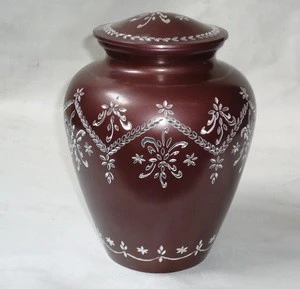 Fancy Elite Floral Aluminium Adult Cremation Urn For Ashes