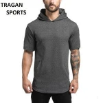 Fashion Dry Fit Blank Short Sleeve Hoodie Muscle Fit Mens Hoodies