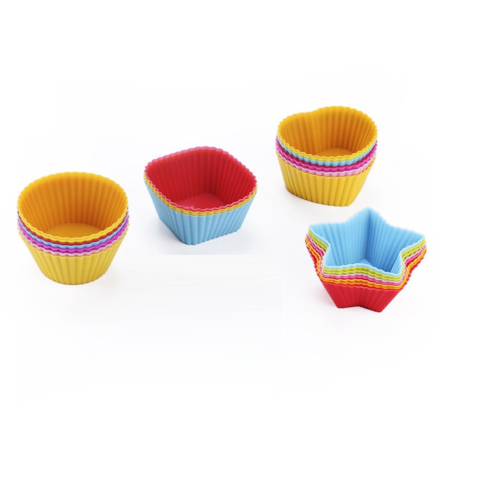 Food grade Silicone material 12 Pack Reusable Standard Colorful Truffle Cups Silicone Cake Molds