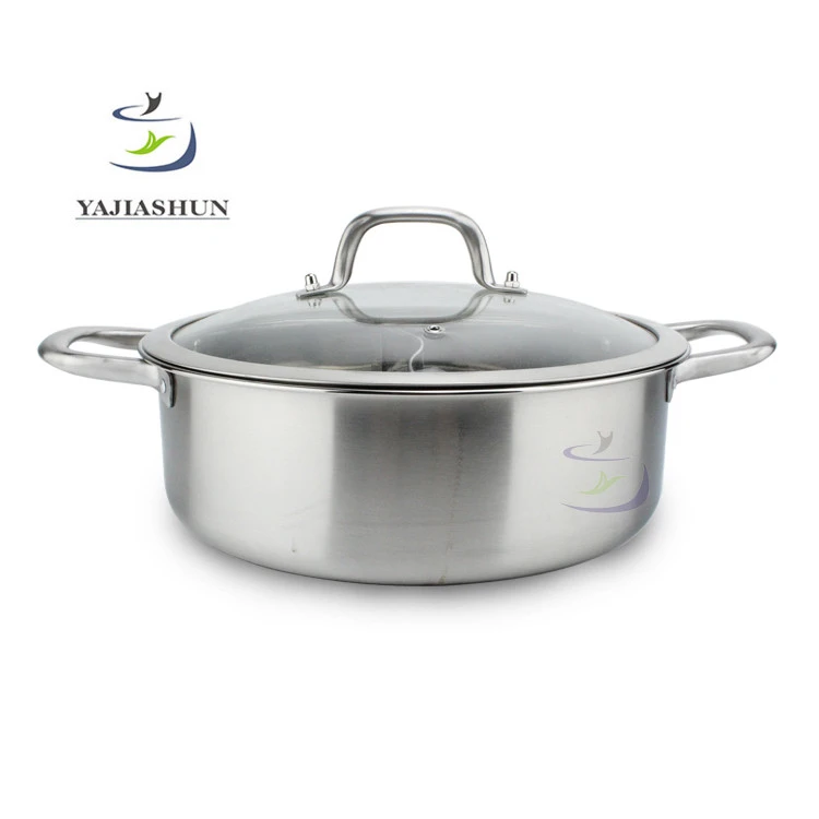 Food Grade SUS304 SiChuan Induction Stock Pot , Dual Sided Stainless Steel Shabu Shabu Hot Pot Soup Pot With Divider